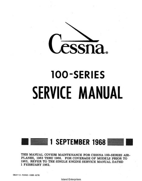Cessna Model 100 Series Service Manual (1963 thru 1968