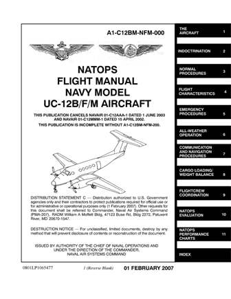 Natops Flight Manual Navy Model UC-12B-F-M King Air Aircraft A1-C12BM ...